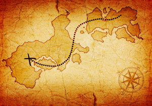 old treasure map invitation pirate party